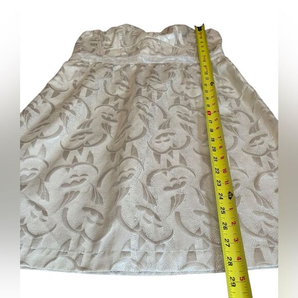 American Eagle Jacquard Strapless Mini Dress Ivory Soft Gold Metallic Womens 14 - Picture 9 of 10